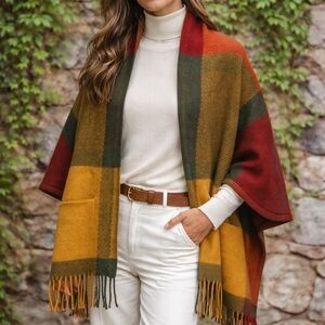 TILSTRAND Swiss-Made Plaid Autumnal Autumn Wrap, One Size